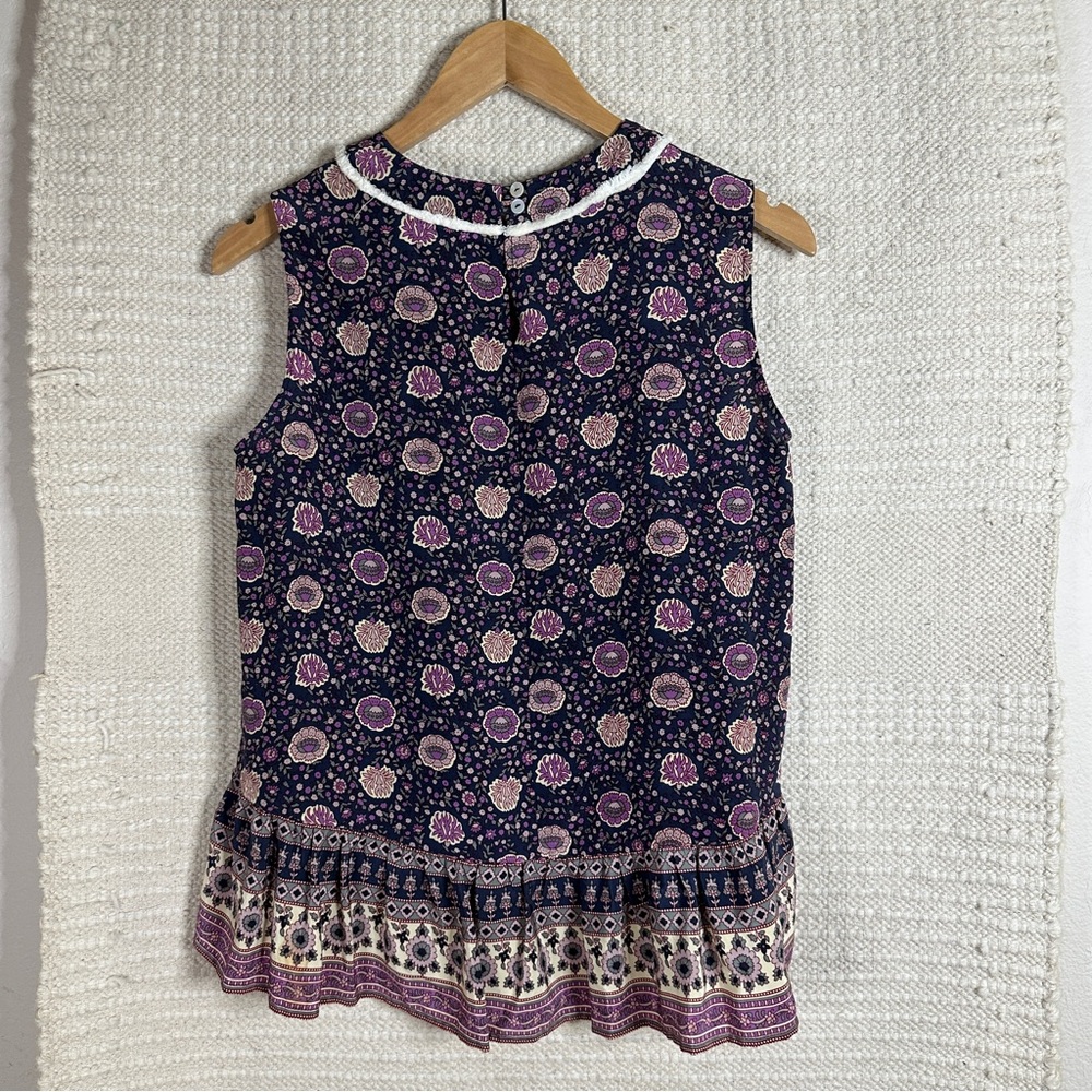 SEA NEW YORK purple ruffled hem 100% silk sleeveless top SIZE 4 - Picture 4 of 6